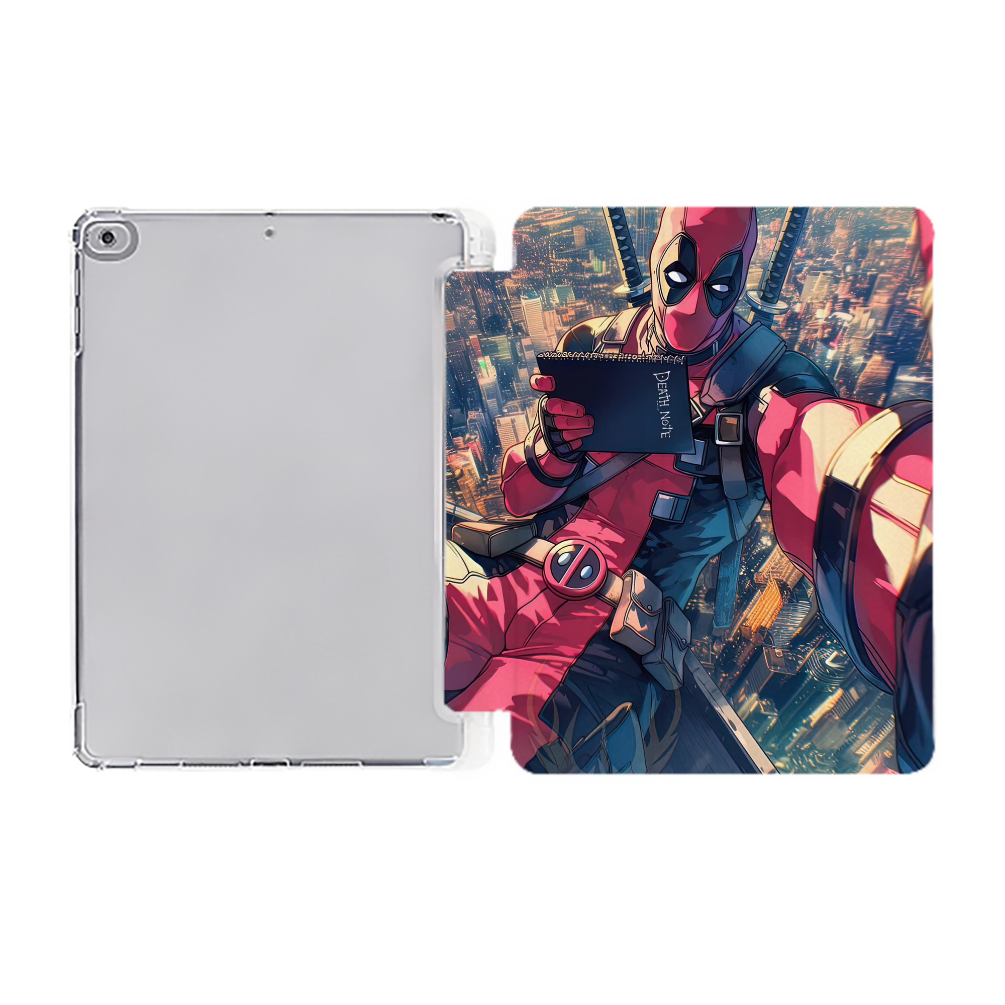 （画像用） Deadpool デッドプール IPad ケース ペン収納付き 三つ折りスタンド PUレザー×シリコン 対応機種9.5/10.5/10.9インチ